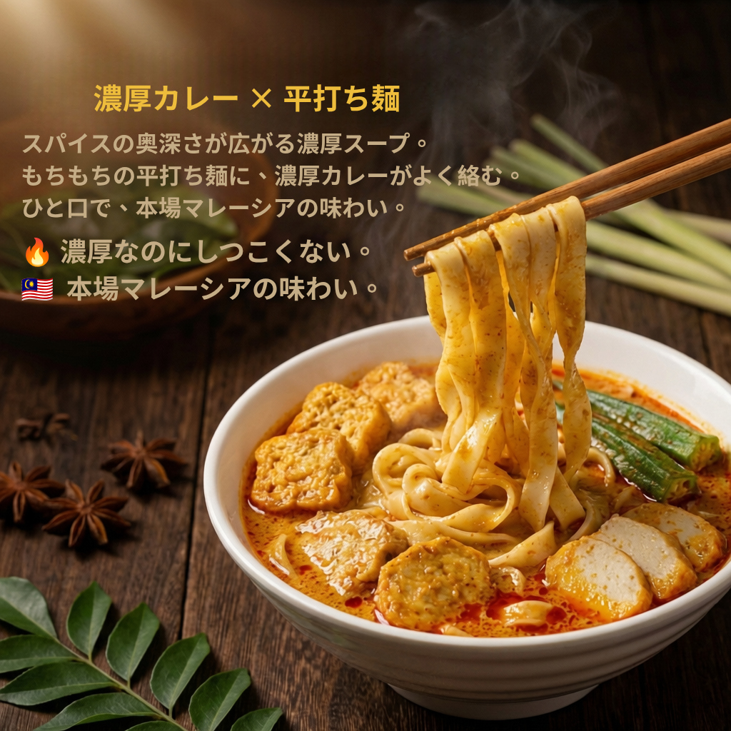 マレーシア・イポー風カレーラクサ平打ち麺